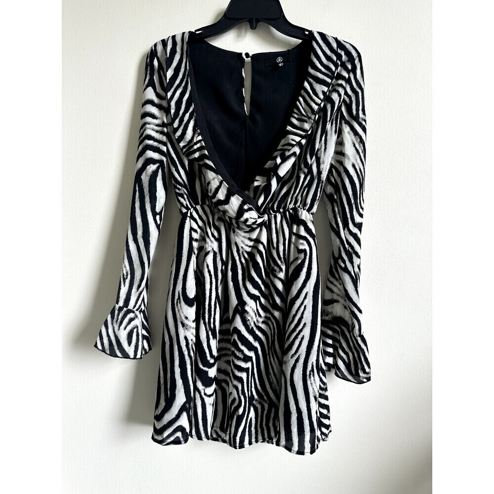 Missguided Frilled Faux Wrap Dress In Zebra Print Size 2 NO BELT